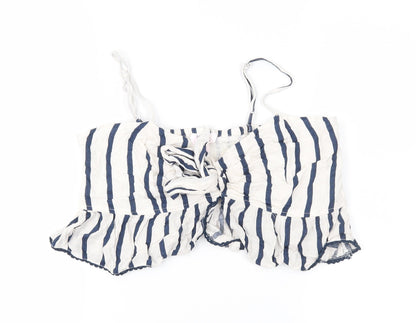 Miss Selfridge Womens Ivory Striped  Cropped Blouse Size 10