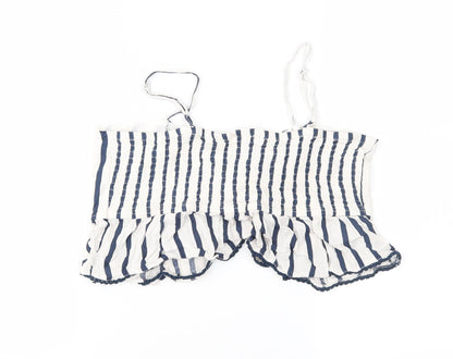 Miss Selfridge Womens Ivory Striped  Cropped Blouse Size 10