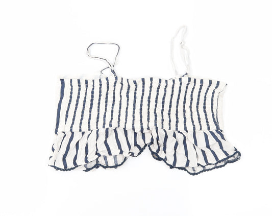 Miss Selfridge Womens Ivory Striped  Cropped Blouse Size 10