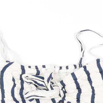 Miss Selfridge Womens Ivory Striped  Cropped Blouse Size 10