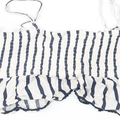 Miss Selfridge Womens Ivory Striped  Cropped Blouse Size 10