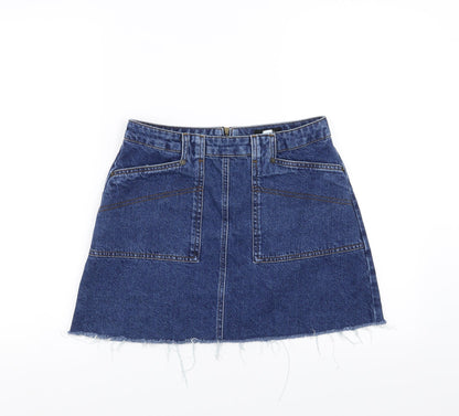 BDG Womens Blue  Denim A-Line Skirt Size M  - distressed hem
