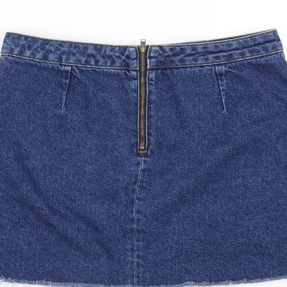 BDG Womens Blue  Denim A-Line Skirt Size M  - distressed hem
