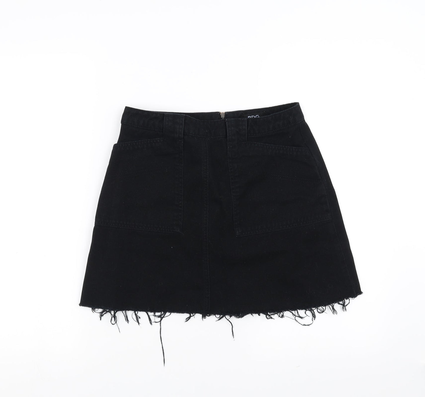 BDG Womens Black  Denim A-Line Skirt Size M  - distressed hem