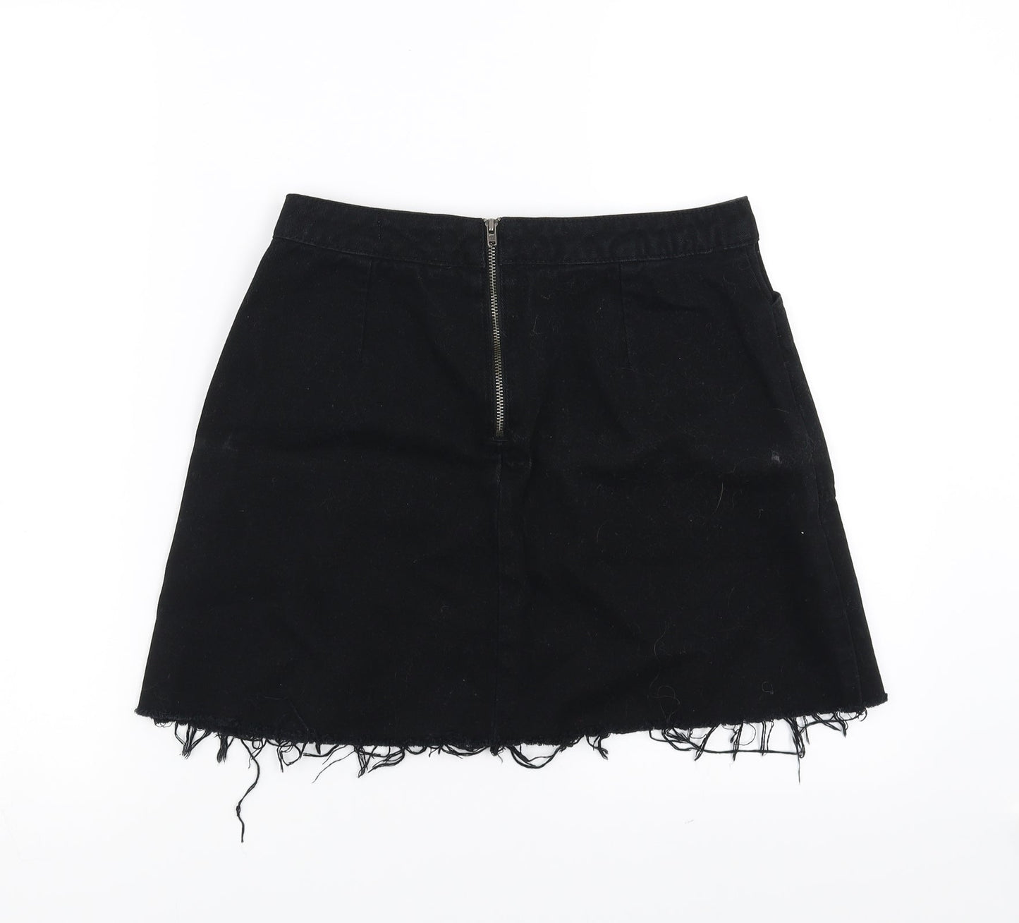 BDG Womens Black  Denim A-Line Skirt Size M  - distressed hem