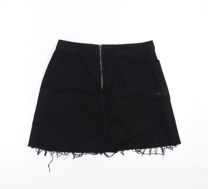 BDG Womens Black  Denim A-Line Skirt Size M  - distressed hem