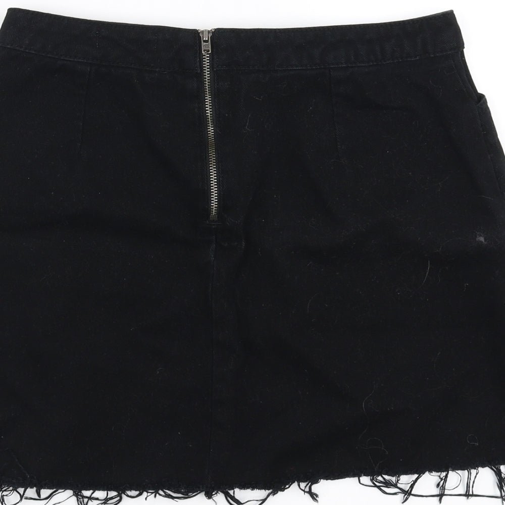 BDG Womens Black  Denim A-Line Skirt Size M  - distressed hem