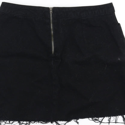 BDG Womens Black  Denim A-Line Skirt Size M  - distressed hem