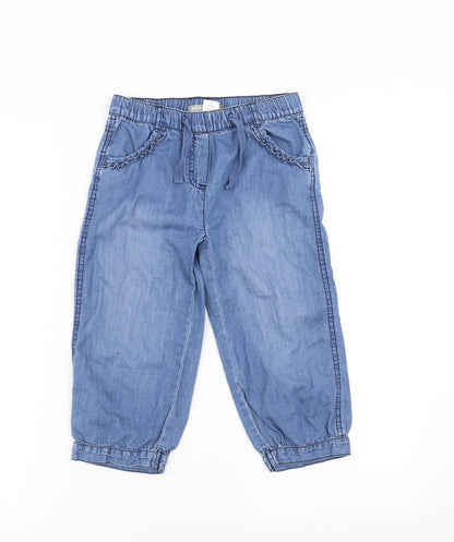 kihawo Girls Blue  Denim Cropped Trousers Size 9 Months
