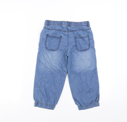kihawo Girls Blue  Denim Cropped Trousers Size 9 Months