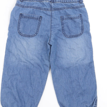 kihawo Girls Blue  Denim Cropped Trousers Size 9 Months