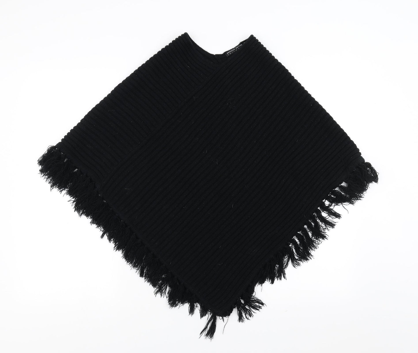 Nouveau Edition Womens Black   Cape Jumper One Size  - fringe detail