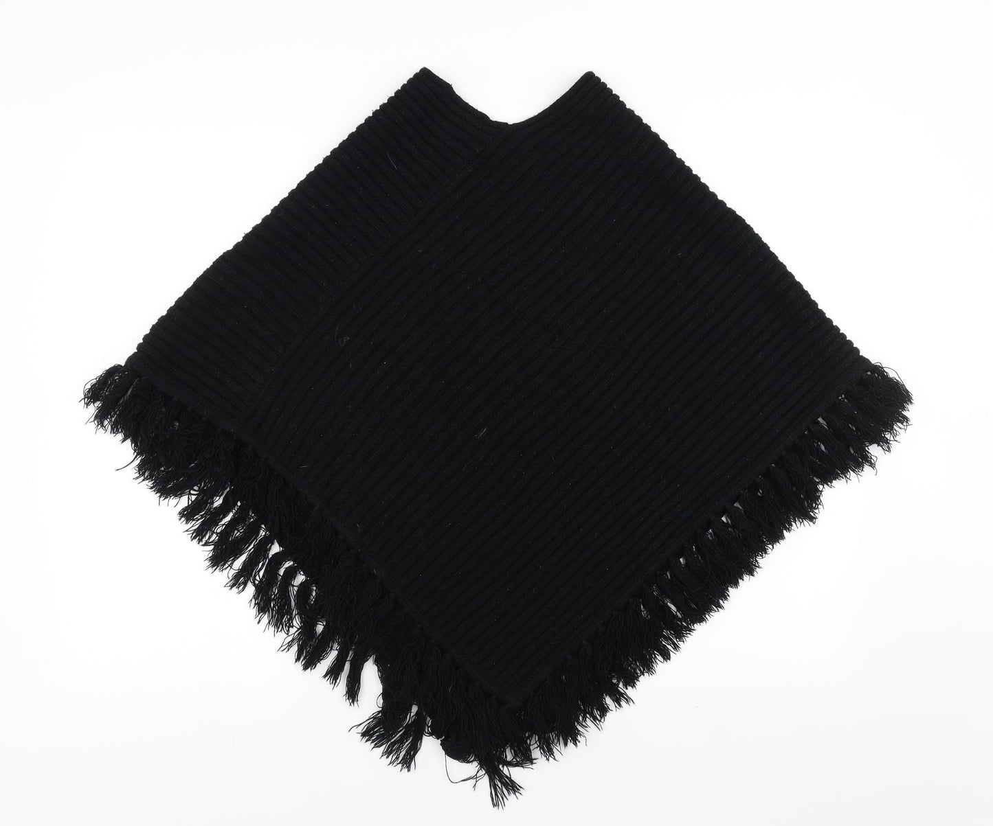 Nouveau Edition Womens Black   Cape Jumper One Size  - fringe detail