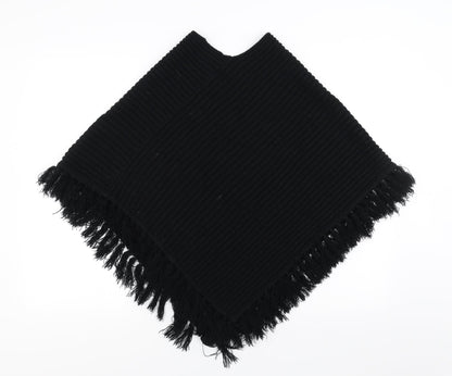 Nouveau Edition Womens Black   Cape Jumper One Size  - fringe detail