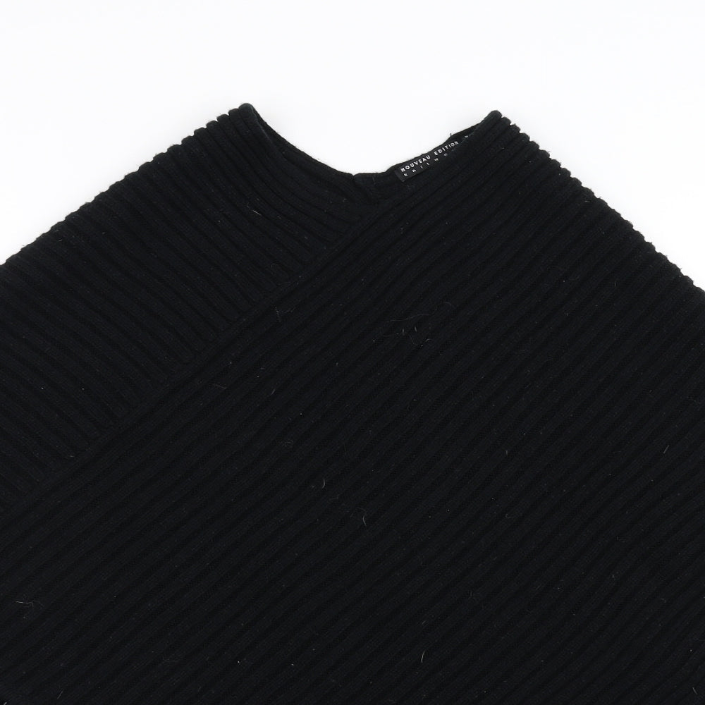Nouveau Edition Womens Black   Cape Jumper One Size  - fringe detail
