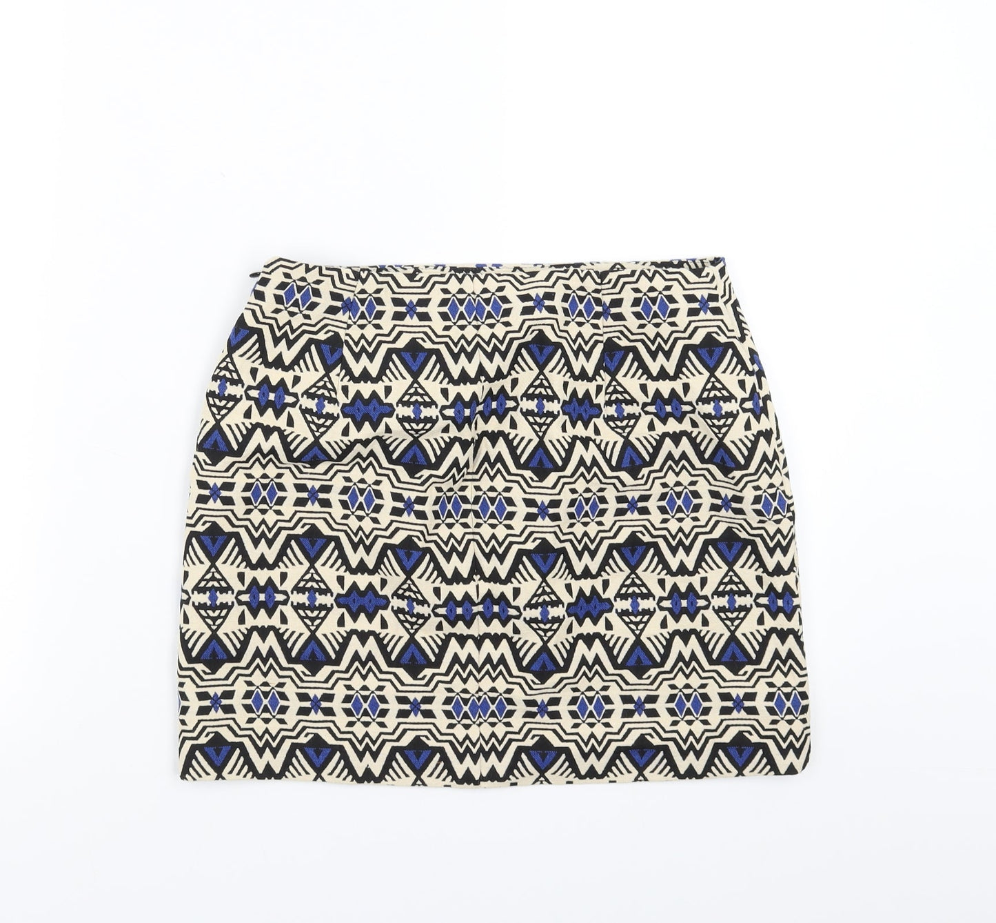 Divided by H&M Womens Beige Geometric  A-Line Skirt Size 8