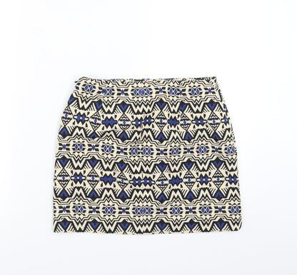Divided by H&M Womens Beige Geometric  A-Line Skirt Size 8