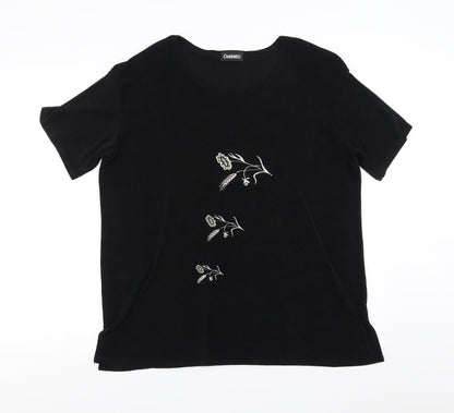 Charmell Womens Black   Pullover Jumper Size 2XL  - Floral Embroidery
