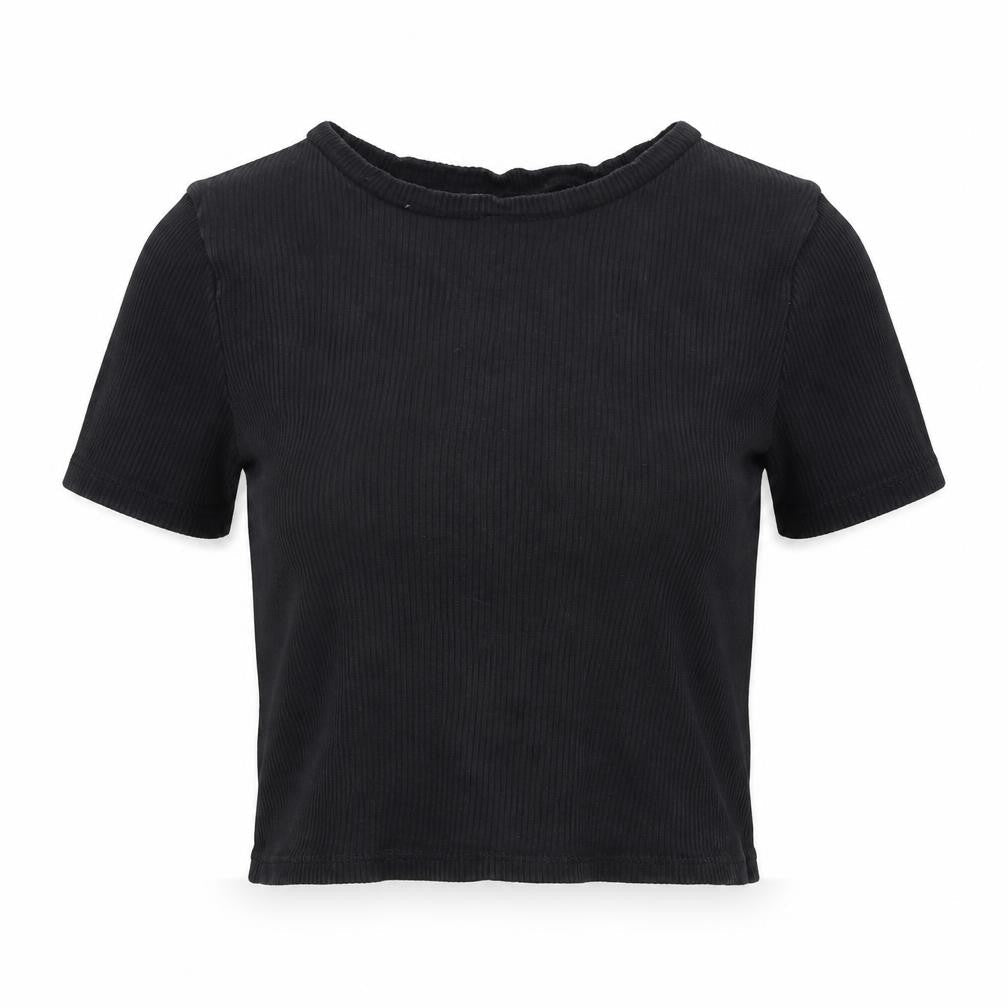 Womens UK Size S Divided by H&M Black Cropped T-Shirt