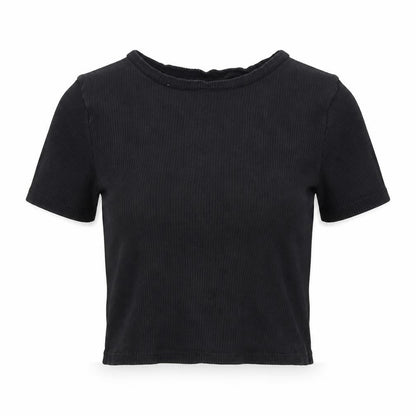 Womens UK Size S Divided by H&M Black Cropped T-Shirt