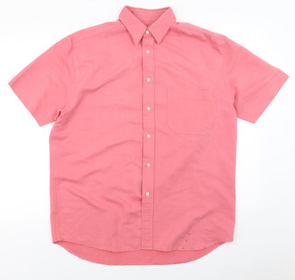 Mens UK Size M Fraser Pink  Button-Up Short Sleeve Casual Shirt