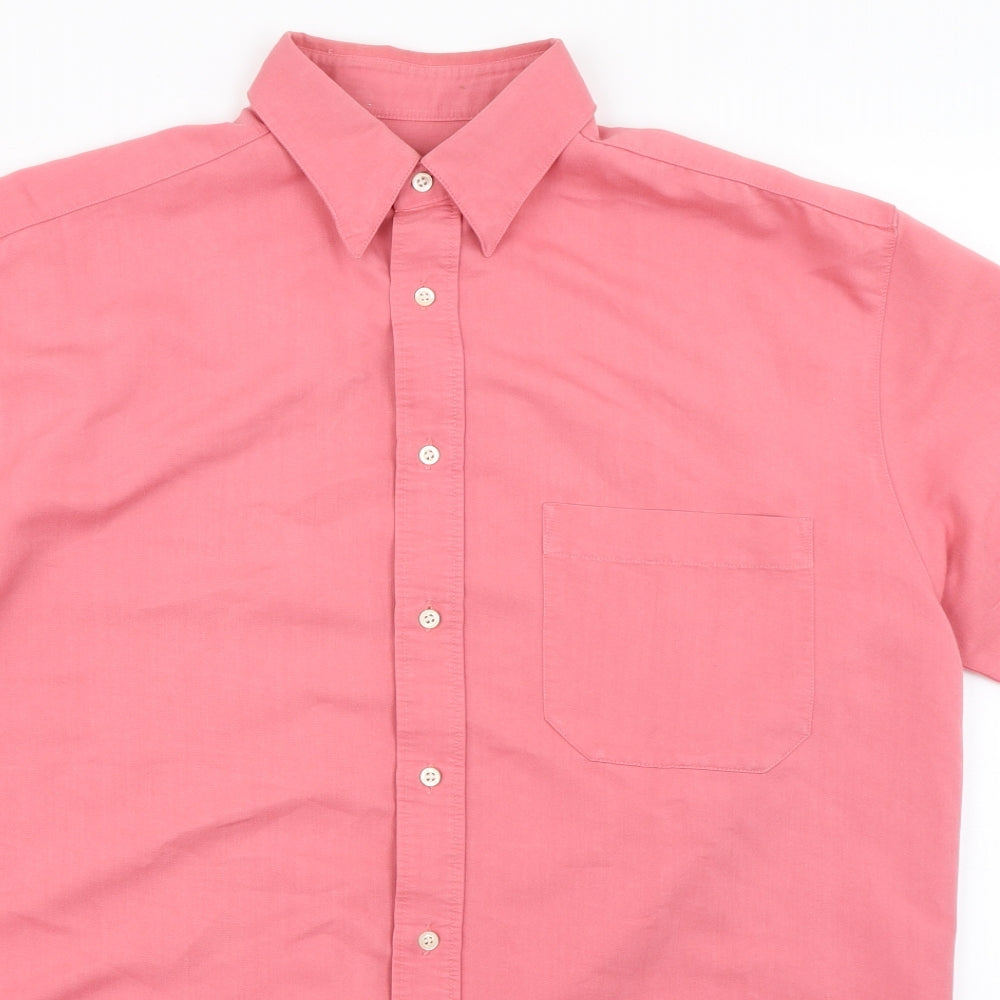 Mens UK Size M Fraser Pink  Button-Up Short Sleeve Casual Shirt