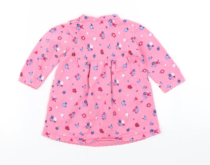 George Girls Pink Floral Knit Jumper Dress  Size 3-6 Months