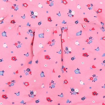 George Girls Pink Floral Knit Jumper Dress  Size 3-6 Months