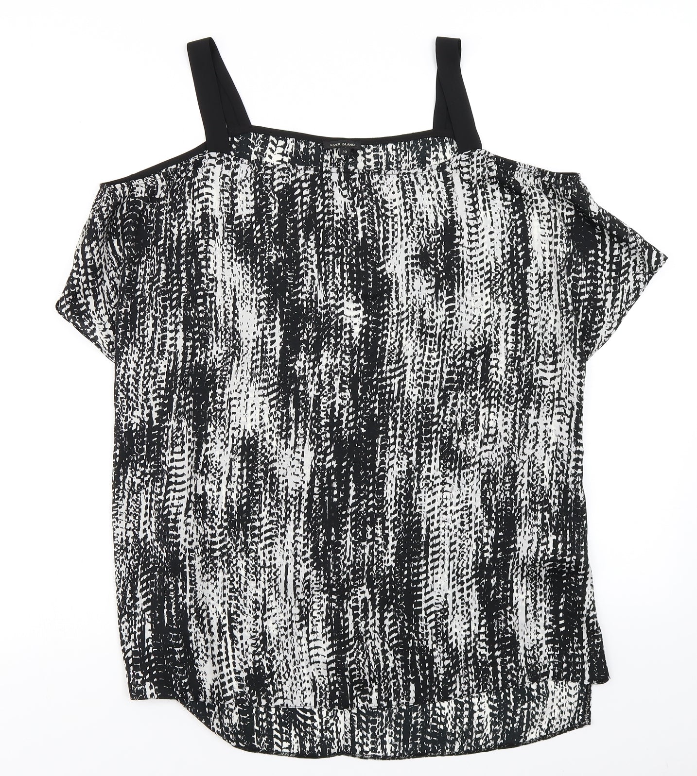 Womens UK Size 10 River Island Black Basic Blouse