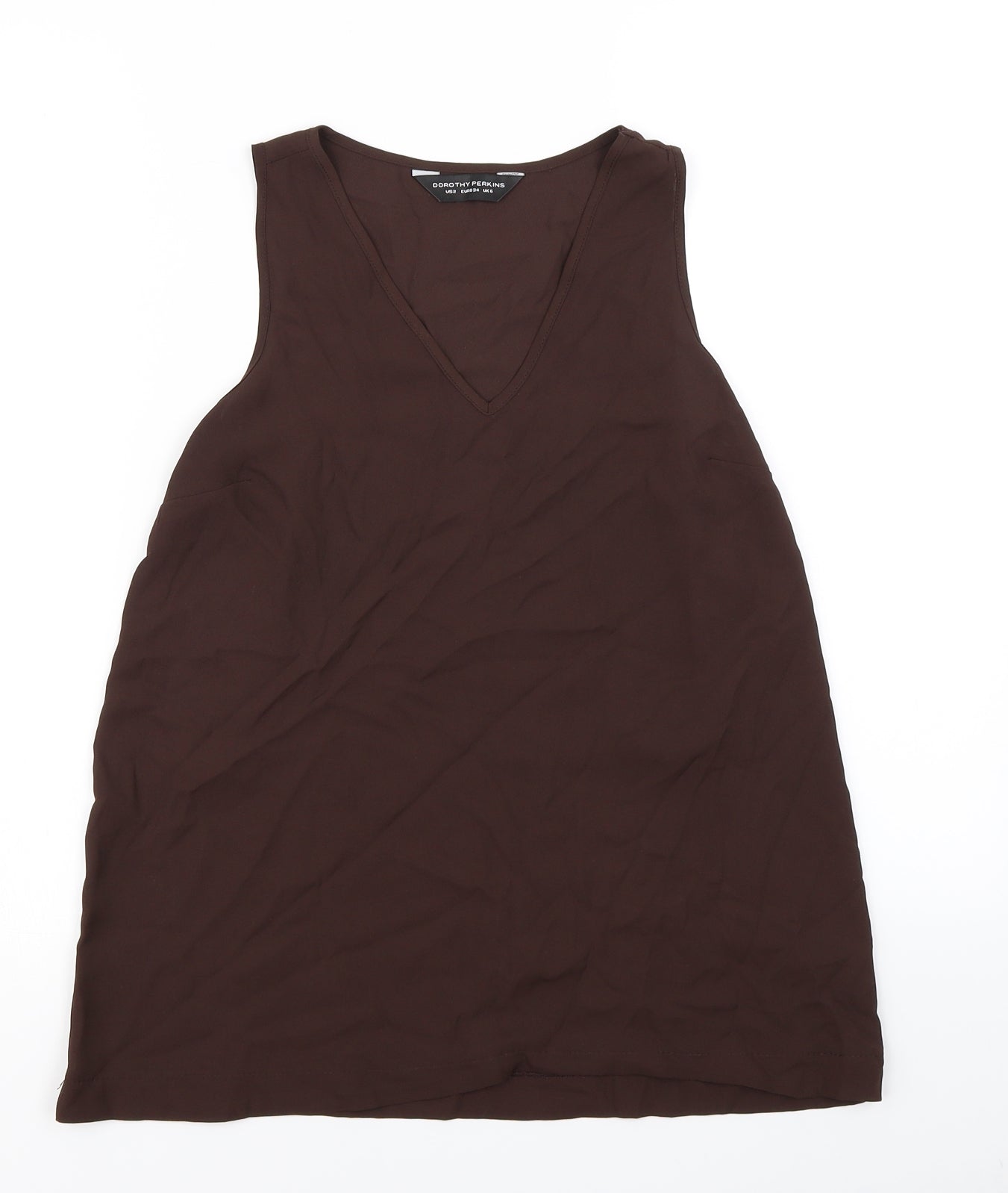 Womens UK Size 6 Dorothy Perkins Brown Basic Blouse
