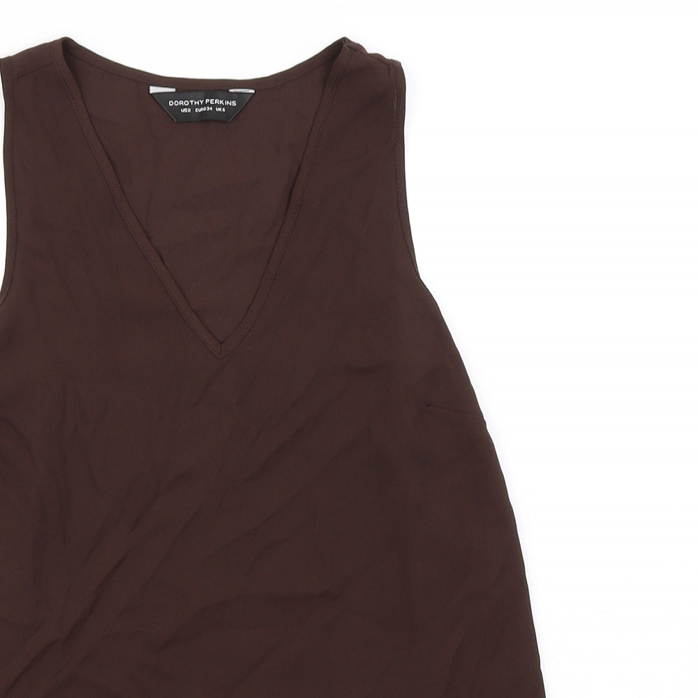 Womens UK Size 6 Dorothy Perkins Brown Basic Blouse