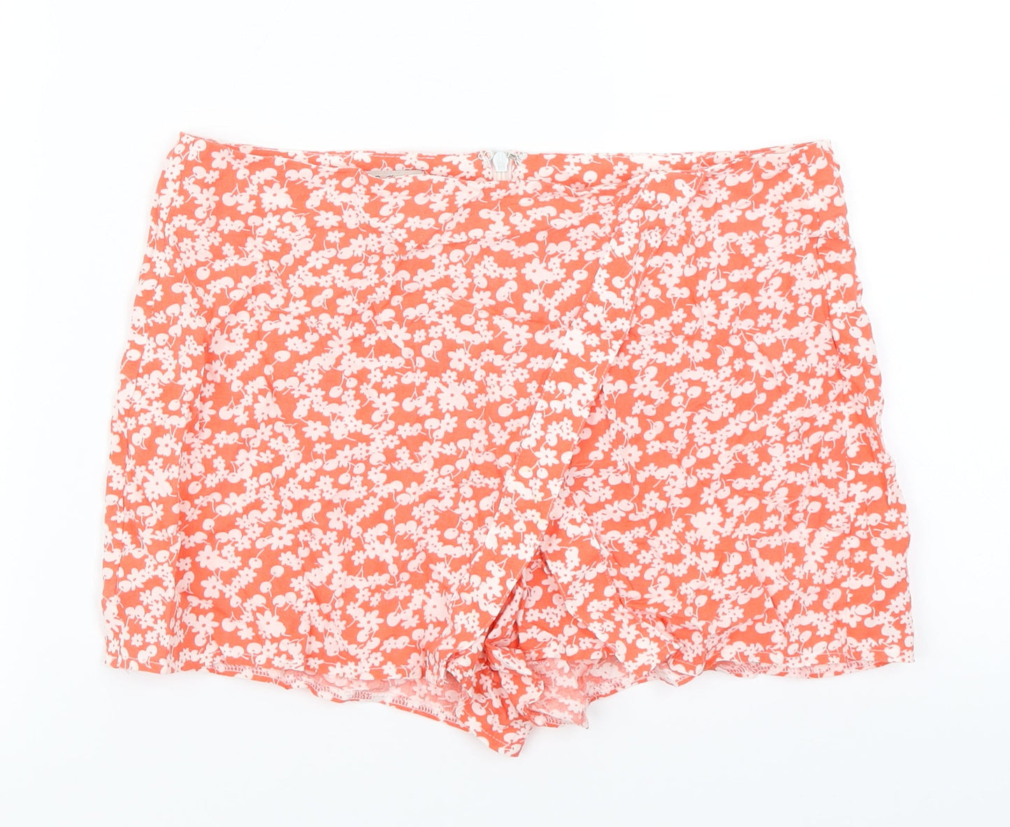 Parisian Collection Womens Orange Floral  Hot Pants Shorts Size 8