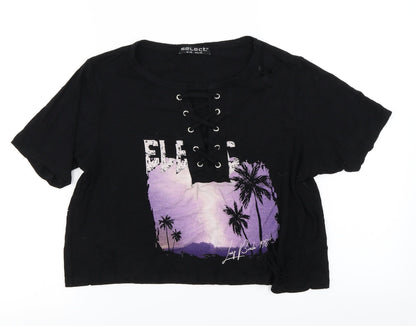 Womens UK Size 12 Select Black Cropped T-Shirt
