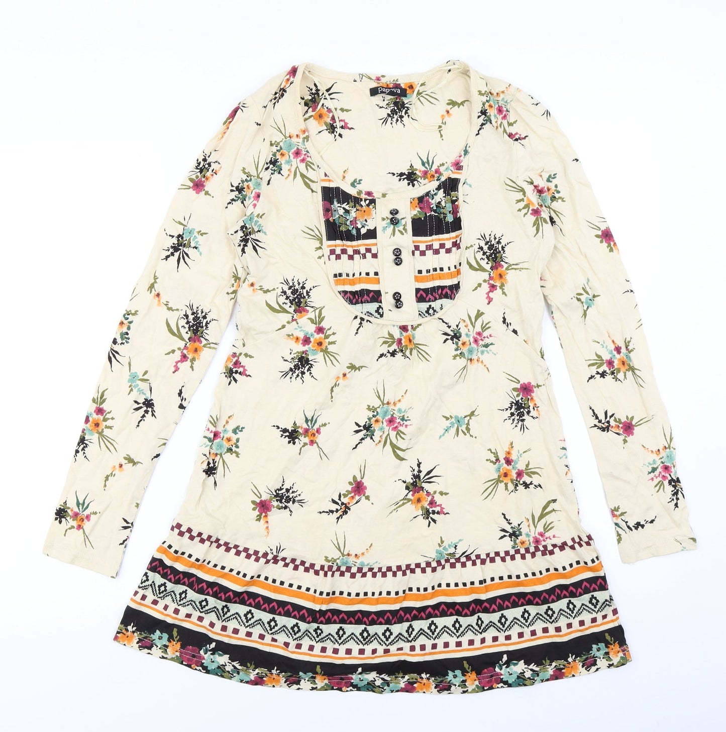 Papaya Womens Ivory Floral  A-Line  Size 8