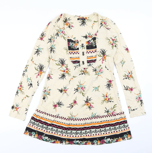 Papaya Womens Ivory Floral  A-Line  Size 8