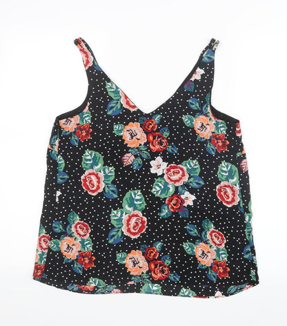 Papaya Womens Black Geometric Mesh Basic Blouse Size 10