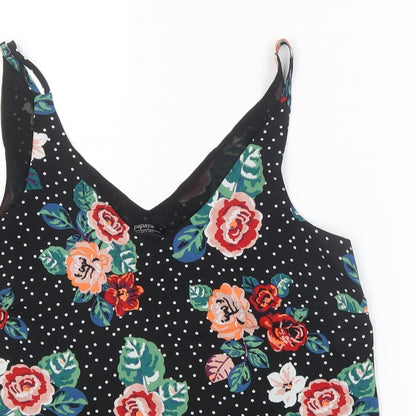 Papaya Womens Black Geometric Mesh Basic Blouse Size 10