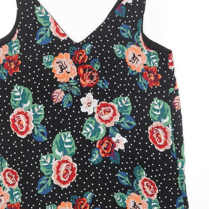 Papaya Womens Black Geometric Mesh Basic Blouse Size 10