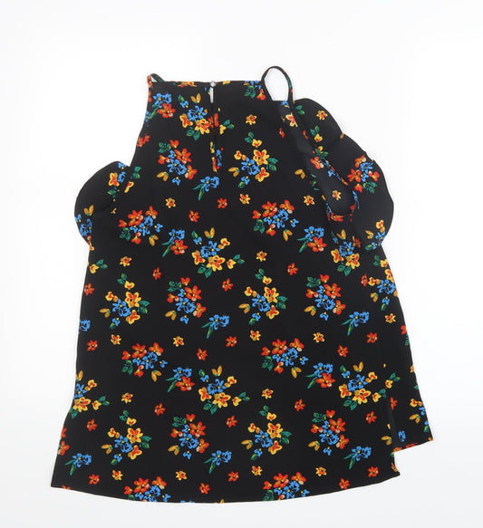 Papaya Womens Black Floral Mesh Basic Blouse Size 10