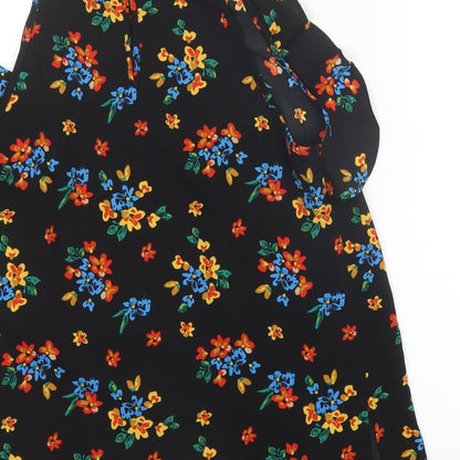 Papaya Womens Black Floral Mesh Basic Blouse Size 10