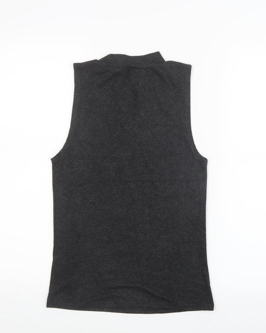 Womens UK Size 10 New Look Grey Basic T-Shirt