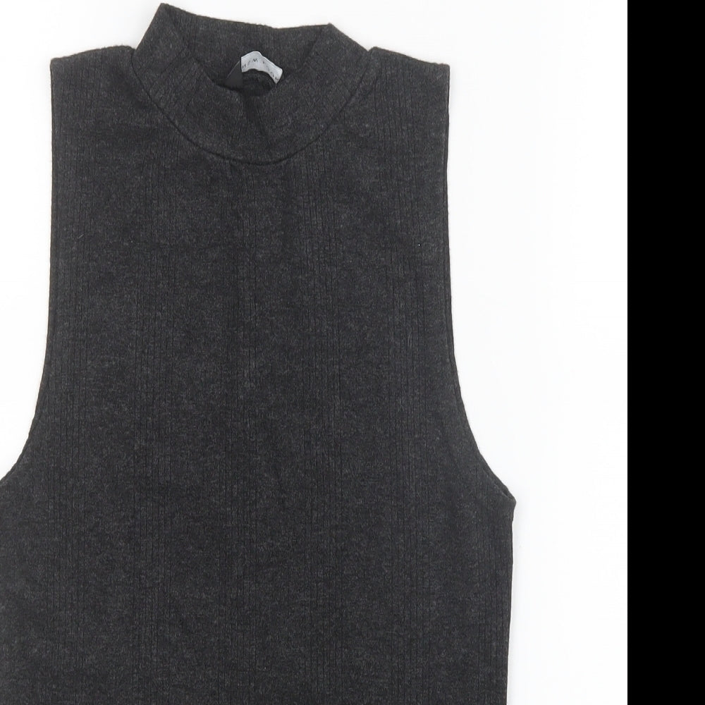 Womens UK Size 10 New Look Grey Basic T-Shirt