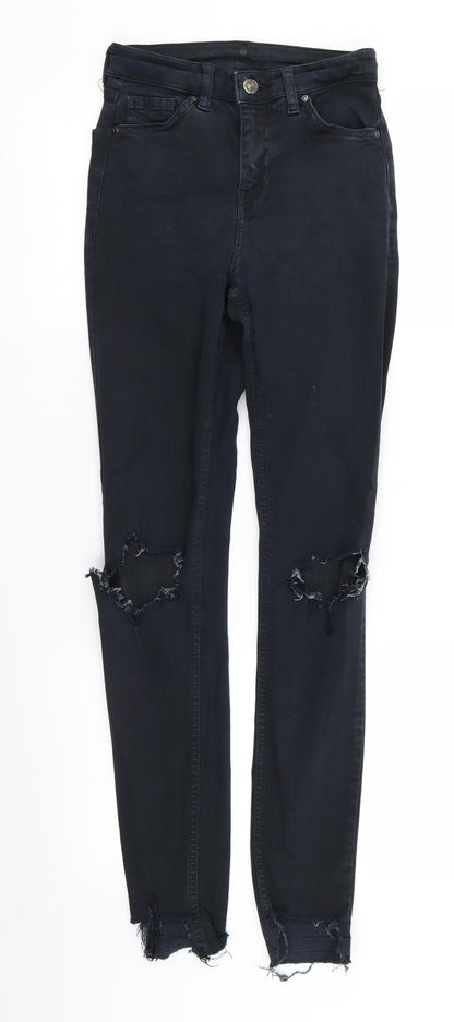 Topshop Womens Black   Skinny Jeans Size 23 in L29 in - RIPPED JEANS