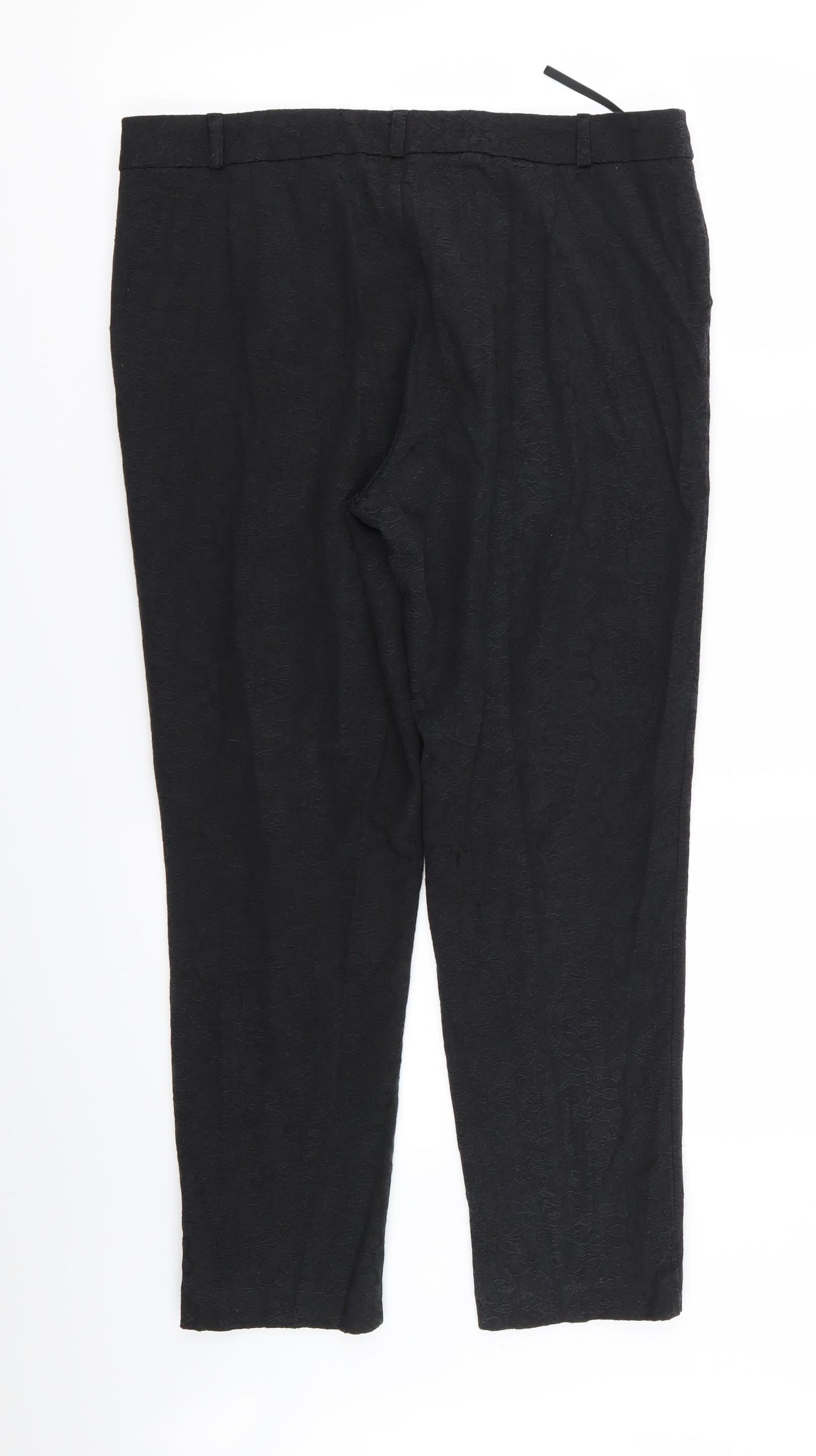 F&F Womens Black Floral  Trousers  Size 14 L25 in