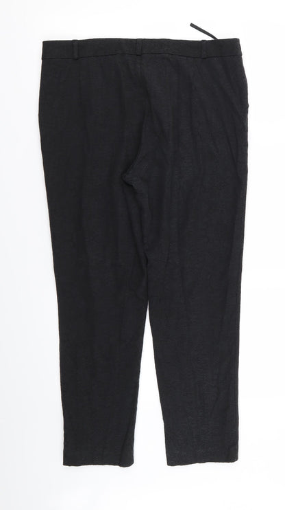 F&F Womens Black Floral  Trousers  Size 14 L25 in