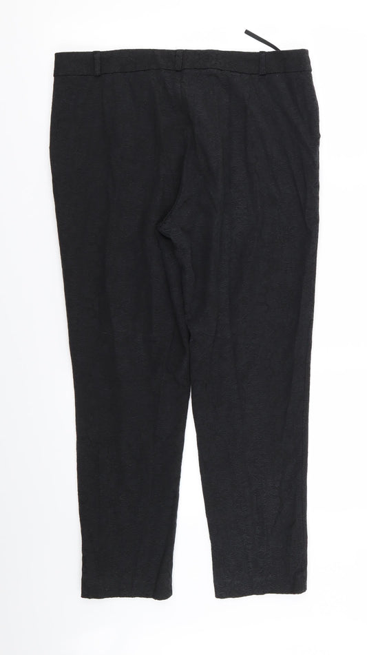 F&F Womens Black Floral  Trousers  Size 14 L25 in