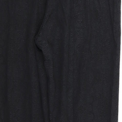 F&F Womens Black Floral  Trousers  Size 14 L25 in
