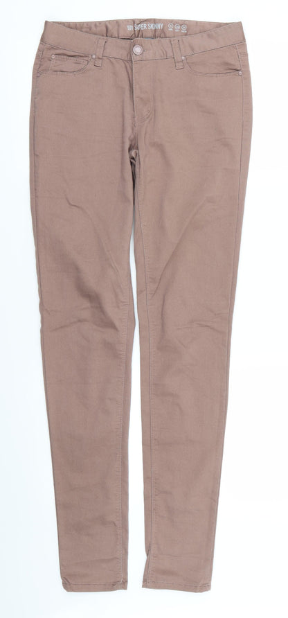 Womens UK Size 8 DENIM AND CO Regular Fit Skinny Pink Jeans