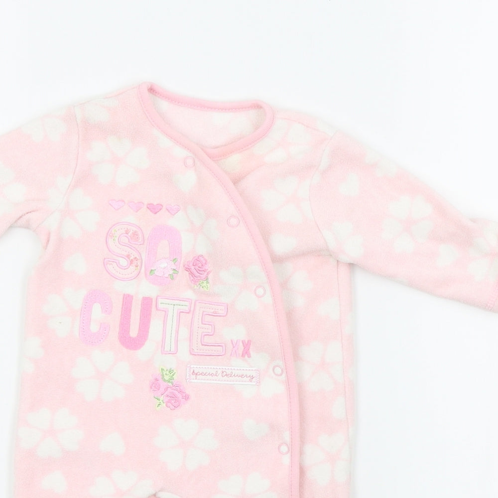 George  Pink Floral  Babygrow One-Piece Size 0-3 Months