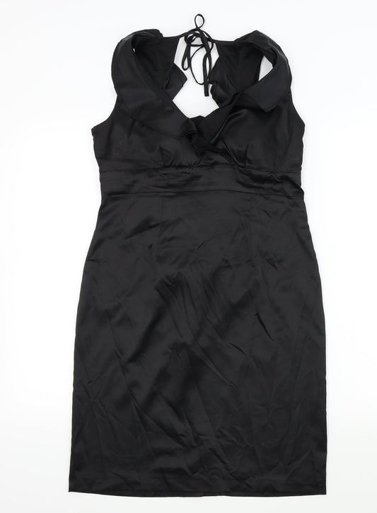 Debenhams Womens Black   A-Line  Size 12  - Frill Detail